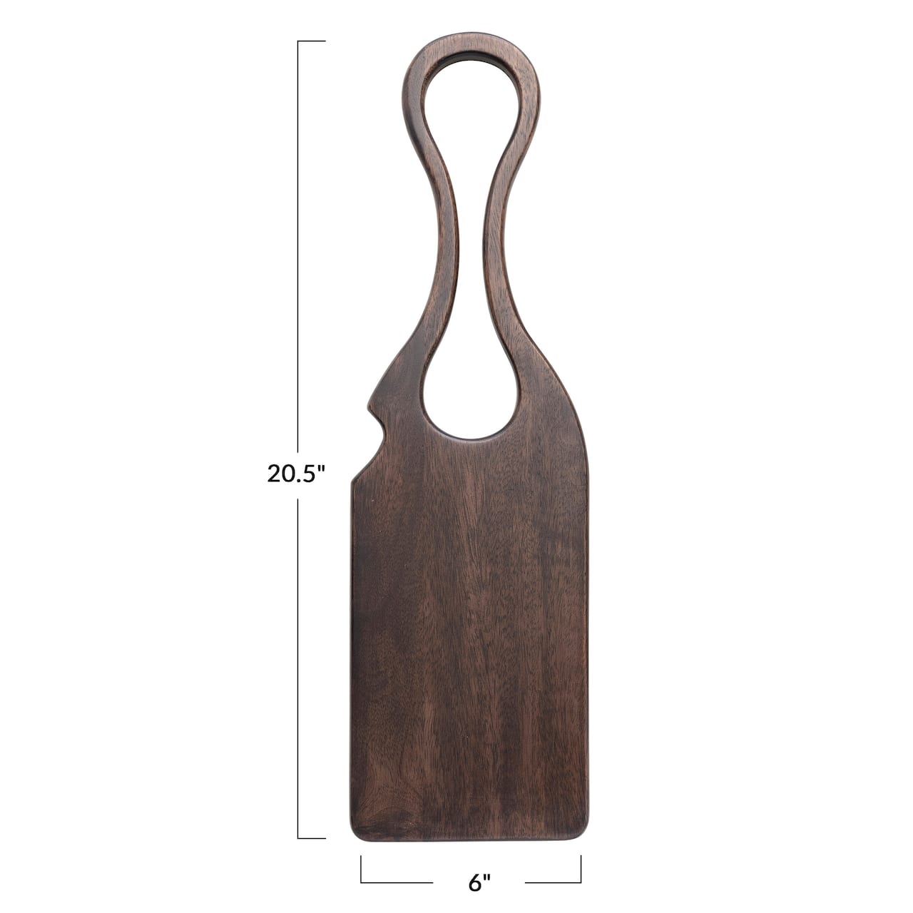 Hello Honey® 20.5" Dark Walnut Finish Acacia Wood Charcuterie or Cutting Board with Sculptural Handle
